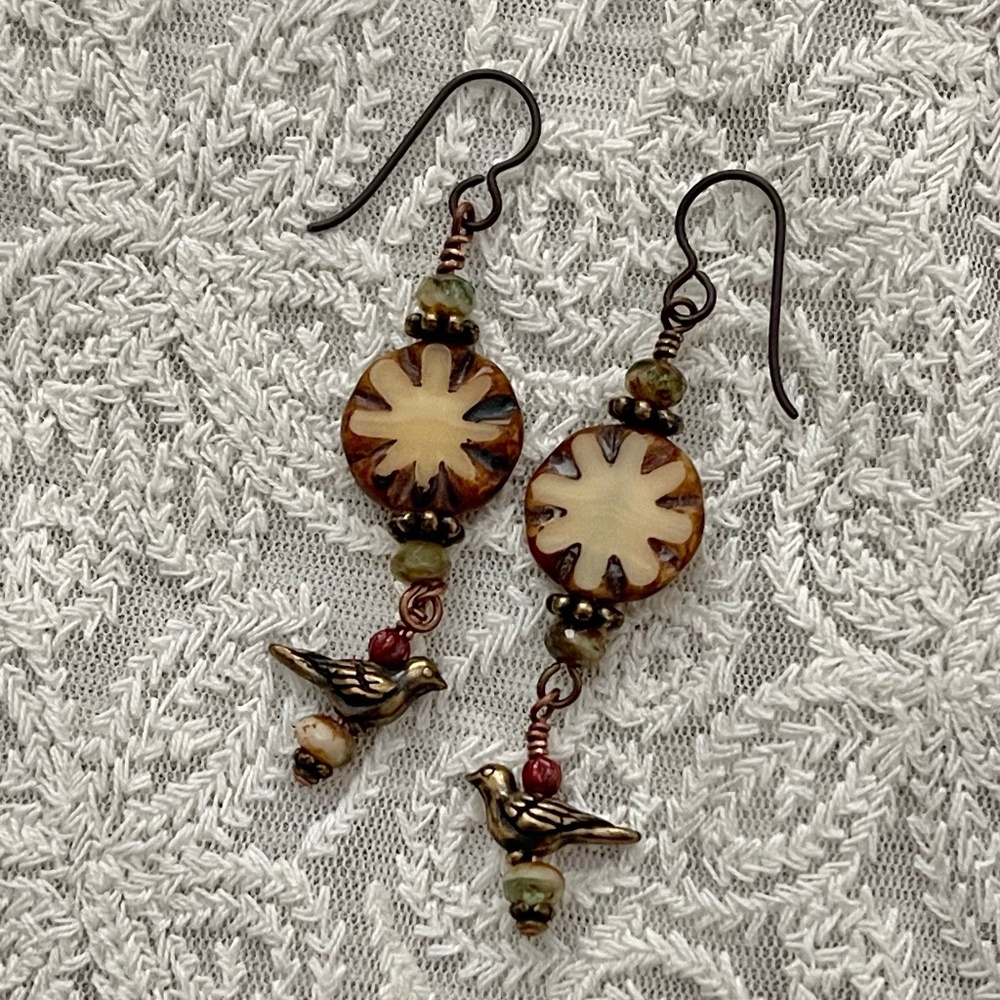 ARTISAN Earrings - “Doves Over the Mojave” Dangle Earrings - Picture 2 of 7